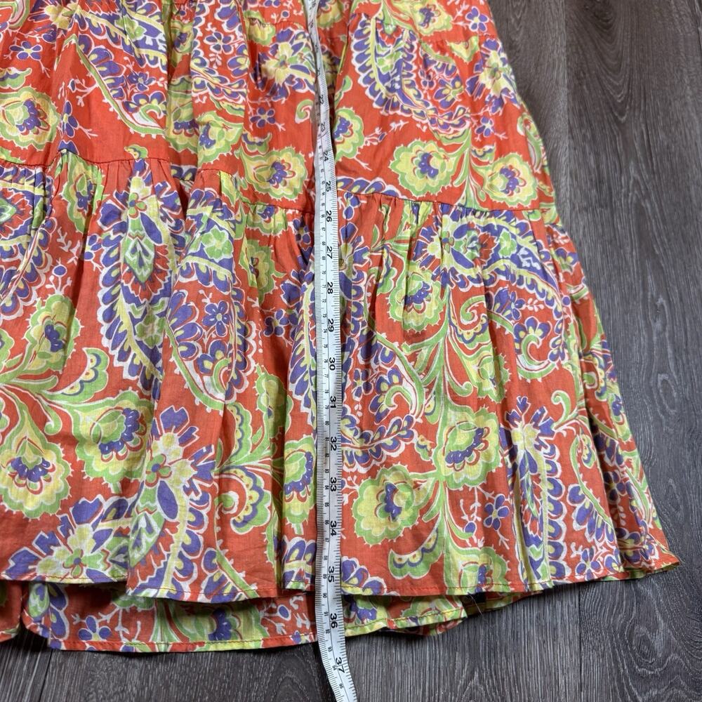 Ralph Lauren Orange Paisley Tiered Maxi Full Skirt Women's Boho Cottagecore SZ M - Picture 5 of 12